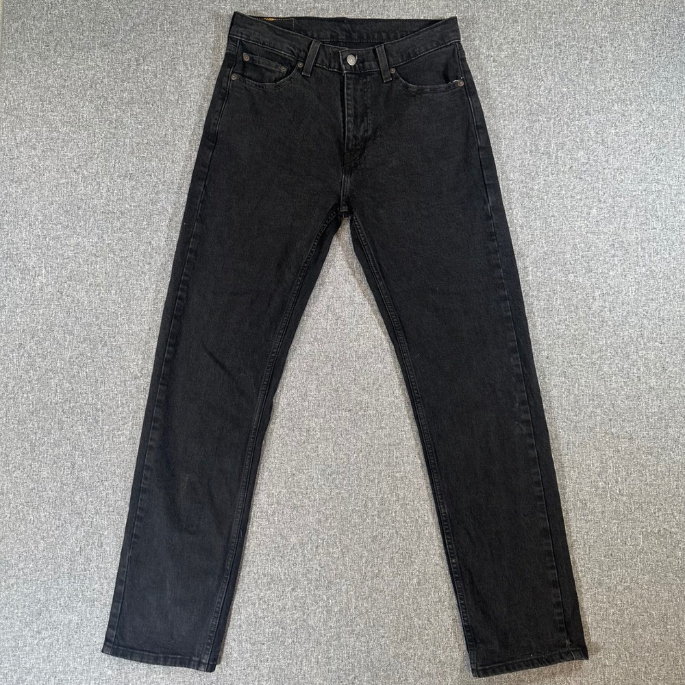 Levis 505 Regular Fit Black Jeans Mens W30 L32 Straight Leg Denim Pants Classic